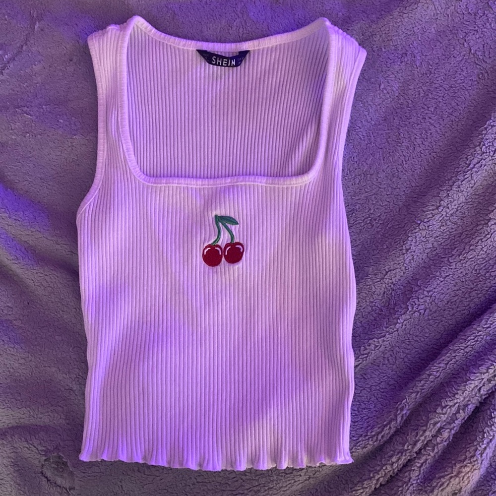 white cropped graphic tank - size xs/ SHEIN